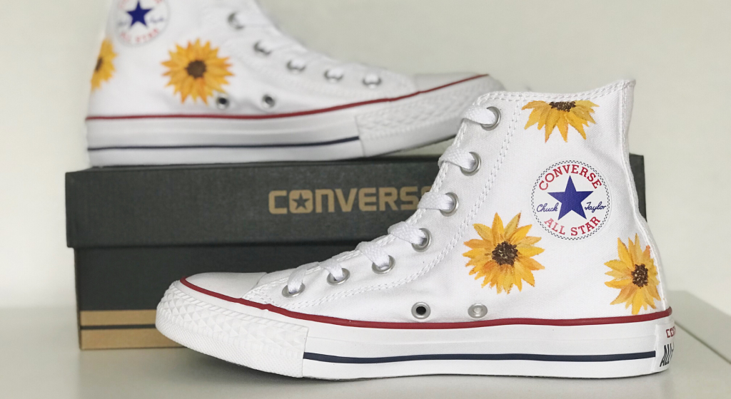 sunflowers painted on shoes